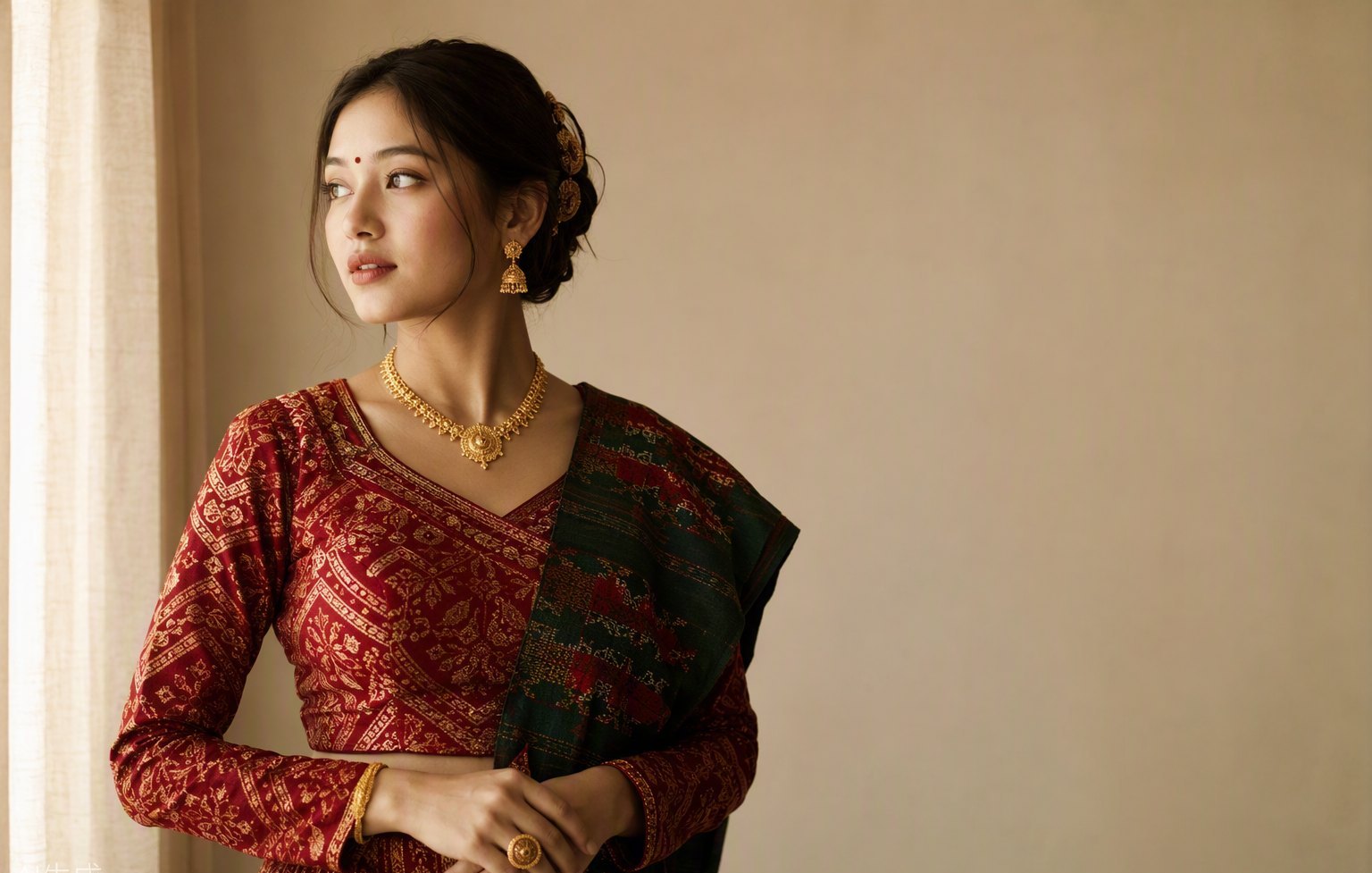Woman wearing traditional Gunyu Cholo